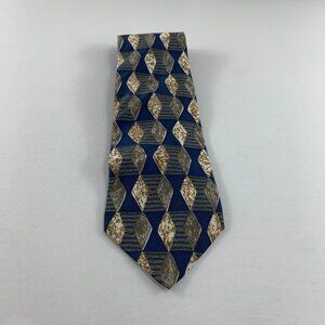 Club Fellow Blue Geometric Men's Extra Long Tie 4" x 62" Vintage